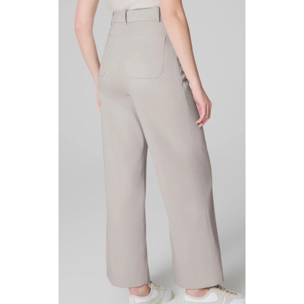 NWT Spanx Stretch Twill Cropped Wide Leg Pant 2.0 Bone Beige Size M Petite - Picture 2 of 10